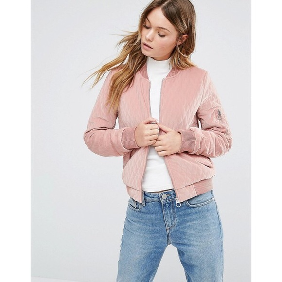 Jackets & Blazers - ASOS Velvet Quilted Bomber Jacket